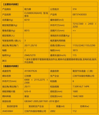 江鈴紫外光固化管道修復車_程力牌CL5080XJX6AHQ型檢修車 江鈴紫外光固化管道修復車_程力牌CL5080XJX6AHQ型檢修車